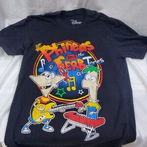 Disney Phineas and Ferb the Tones Unisex Y2K Graphic Tee XS